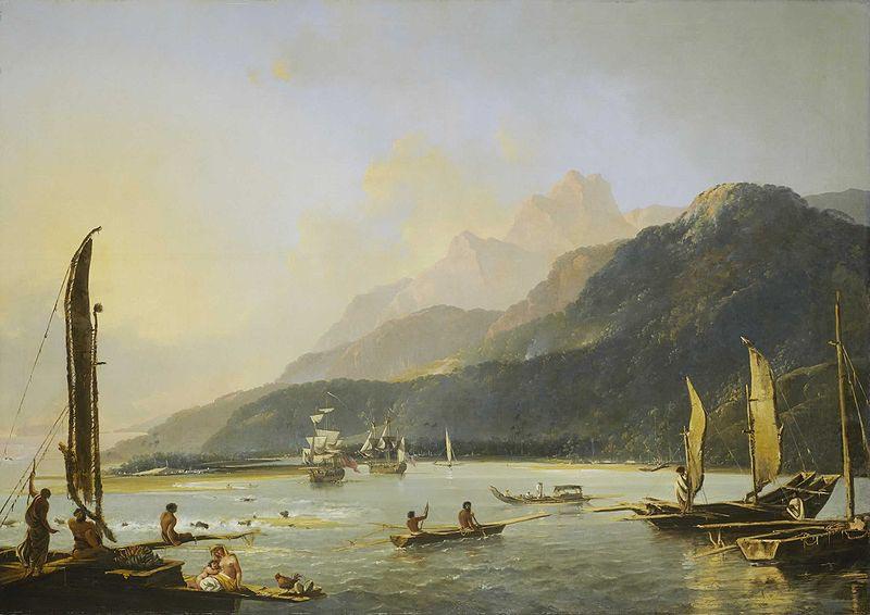  Hodges' painting of HMS Resolution and HMS Adventure in Matavai Bay, Tahiti